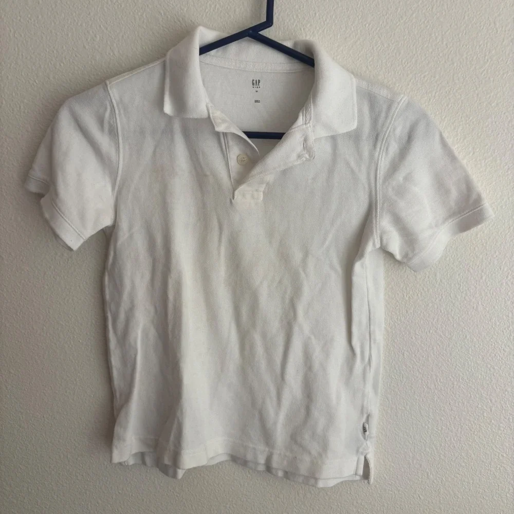 Gap‎ Kids Boys White Short Sleeve Polo Shirt Size M 8-9 Cotton School Uniform